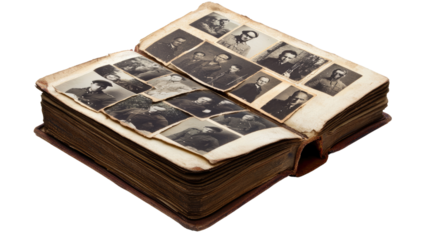 A vintage military photo album with pictures  