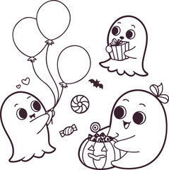 A set of funny cartoon monsters for a children's coloring book, featuring various animal characters with expressive faces and outlines for easy drawing