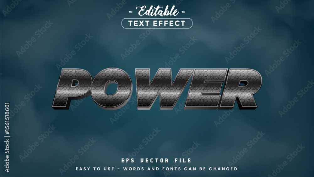 Poster shiny power text editable text effect.