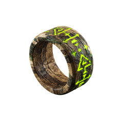 Glowing Rune Engraved Wooden Ring - Mystical Jewelry