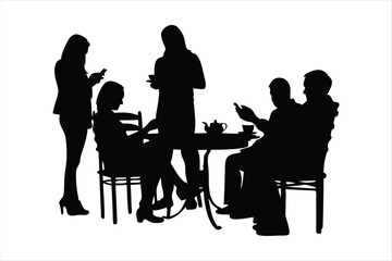 Professional Business Meeting Silhouettes - Corporate Team Discussion