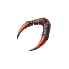 Close-up of a Cracked and Textured Insect Claw, Red and Black Hues