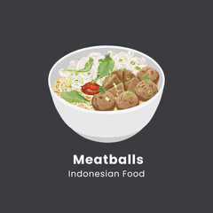 Delicious Meatballs in a Bowl Indonesian Food