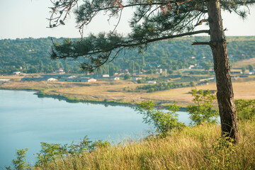 beautiful summer landscape with nature of the republic of Moldova. rural life in eastern Europe