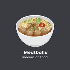 Delicious Meatballs in a Bowl Indonesian Food