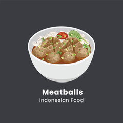 Delicious Meatballs in a Bowl Indonesian Food