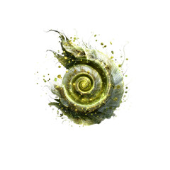 Fototapeta premium Enchanting Seashell with Glowing Spiral and Magical Splash