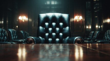 Elegant and Powerful Executive Leather Office Chair in a Luxurious Conference Room.