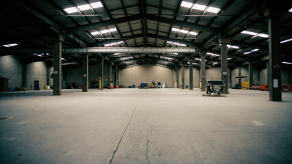 Spacious Industrial Warehouse Interior with High Ceilings