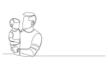 Father and Child A Line Art Depiction of Love and Care, Father Holding Child, One-Line Drawing, Father and baby playing together, continuous line drawing