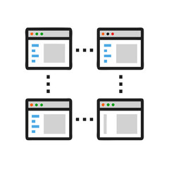 Website Network Connection Icon: Blockchain, Database, or Linked Pages Concept Vector
