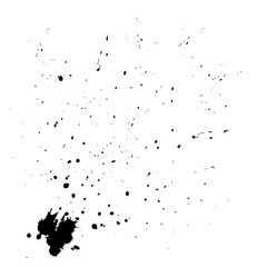 Ink stains. Messy grunge stain set. Paint splashes on white background. Dirty background. Brush strokes. Black blot.
