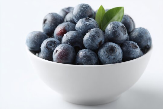Fresh blueberries in white bowl isolated on clean white surface - Powered by Adobe