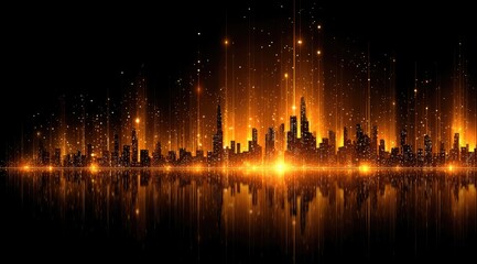 Cityscape Shimmers with Radiant Nighttime Energy