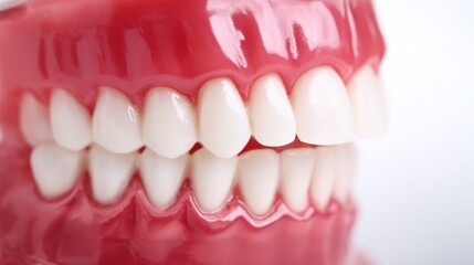 Obraz premium Close-up of a realistic dental model showcasing detailed healthy teeth and gums.
