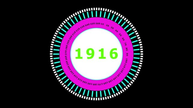 Animated Circular Countdown Timer with Numbers and Graduated Scale Digital Clock Face Graphic