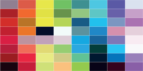 Colorful Grid Palette Featuring Vibrant Shades and Hues Arranged in Rows. Ideal for Design, Print, and Inspiration. Perfect Color Swatch Reference