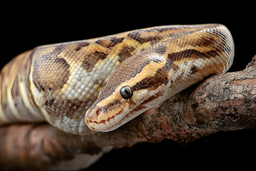 Fototapeta premium Royal Python snake rested on branch