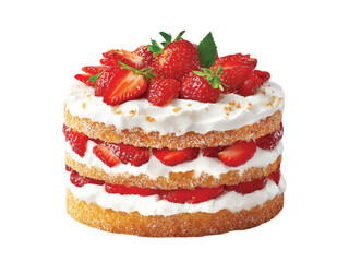 strawberry cake isolated on transparent background