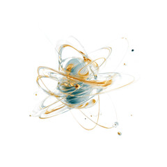 Abstract Gold and Teal Atomic Structure 3D Render of Energy and Innovation