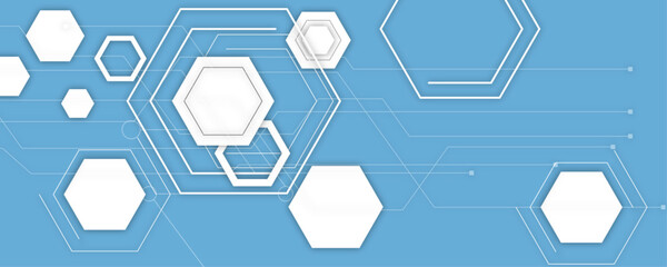 Hexagonal structure molecule and communication background. Abstract blue hexagon banner background. Abstract Blue Hexagon Pattern on White Background. Minimalist hexagonal grid.