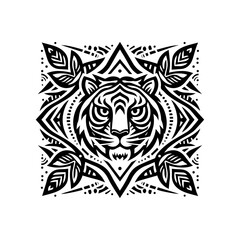 Obraz premium Black flat tribal tiger stripe design on white background