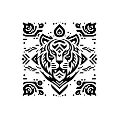 Black flat tribal tiger stripe design on white background