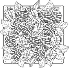 Vector illustration chocolate-covered strawberries and half berries in a box isolated.