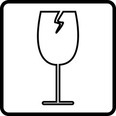 fragile glass symbol in line style icons with frame. Isolated on transparent background