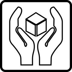 handle with care symbol in line style icons. Isolated on transparent background