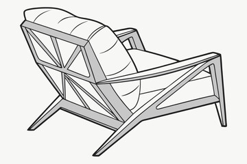 geometric armchair with angular  legs and a soft