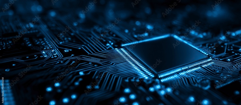 Aufkleber abstract circuit board background and blue color pattern and digital technology concept, futuristic 