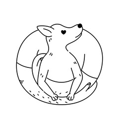 Outline doodle of human holding dog in pet adoption concept.