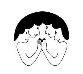 People in group therapy session, talk therapy and group therapy concept. hand drawn outline illustrations.