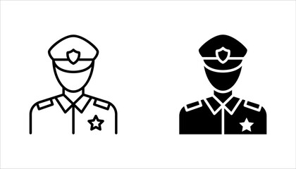 Police linear icon set. Police officer. vector illustration on white background