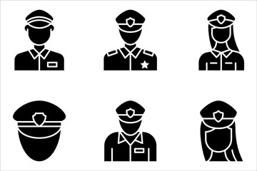 Police linear icon set. Police officer. vector illustration on white background