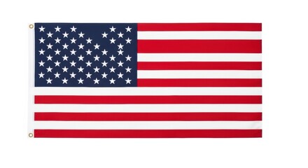 Full US Flag Displayed Flat on a White Background