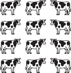 Cow Silhouette Vector Icon Design – Farm Animal Outline Graphic for Logo and Illustration