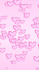 Floating Pink 3D Hearts on Soft Gradient Background – Vertical Design