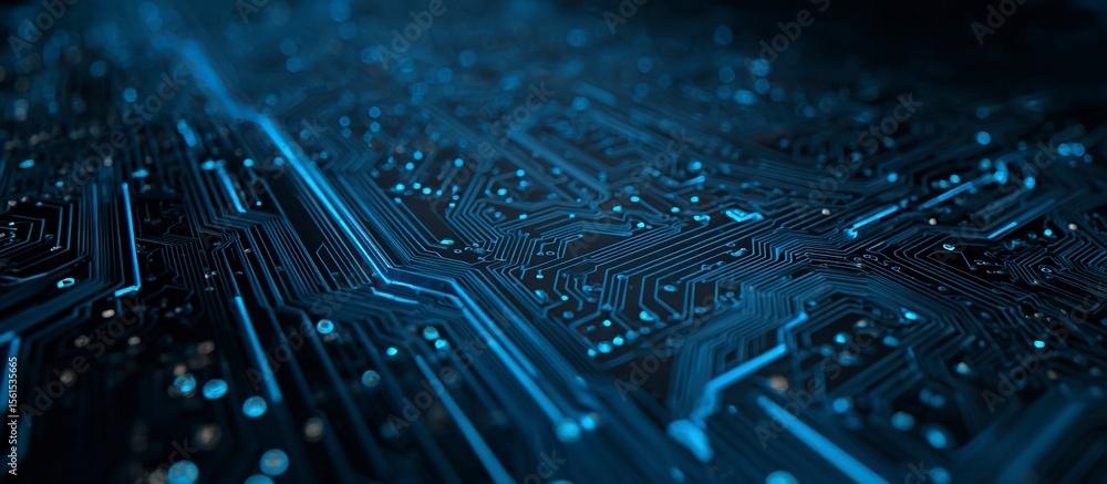 Aufkleber abstract circuit board background and blue color pattern and digital technology concept, futuristic 