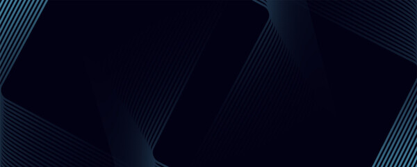 Abstract blue glowing geometric lines on dark background. Modern shiny blue rounded square lines pattern. Futuristic technology concept. Suit for poster, cover, banner, presentation, website, flyer