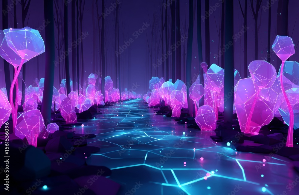 Aufkleber an abstract fantasy setting features a corridor with a glossy and vibrant appearance, complete with 