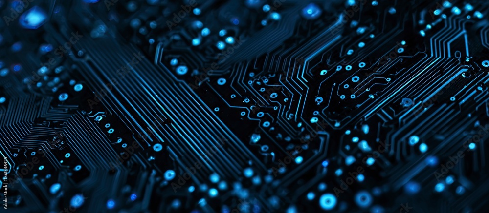 Aufkleber abstract circuit board background and blue color pattern and digital technology concept, futuristic 
