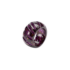 Elegant Purple and Gold Glitter Resin Ring on Black Background