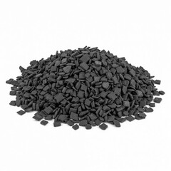 Recycled rubber mulch, Pile of black gravel  , isolate, no background