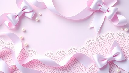 pink background with pink ribbon