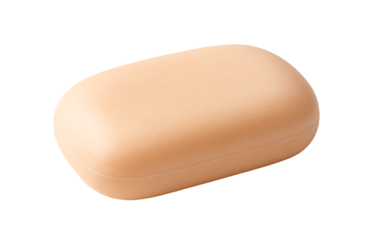 Smooth bathing soap block isolated on transparent background