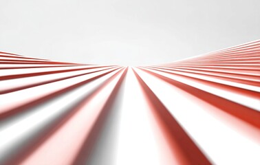 Red rays of light in perspective on a white background, 3D rendering illustration. Abstract, futuristic, dynamic design for a banner, poster, or packaging with a copy space area. Vector art digital 
