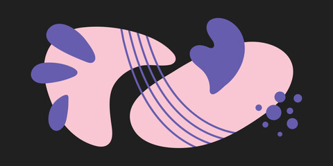 Abstract organic shapes, lines and dots composition. Hand drawn blob figures vector set.