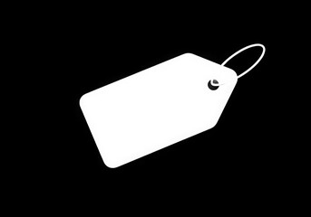 Blank white tag with string on dark background